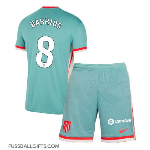 Atletico Madrid Pablo Barrios #8 Fußballbekleidung Auswärtstrikot Kinder 2024-25 Kurzarm (+ kurze hosen)